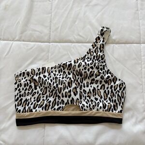 NWT Summerful Womens D Cup Bikini Top One Shoulder Summer Beach Swimsuit Cheetah